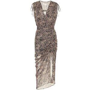 Veronica Beard Size 6 Teagan Dress Snakeskin Printed Silk Ruched Midi Dress